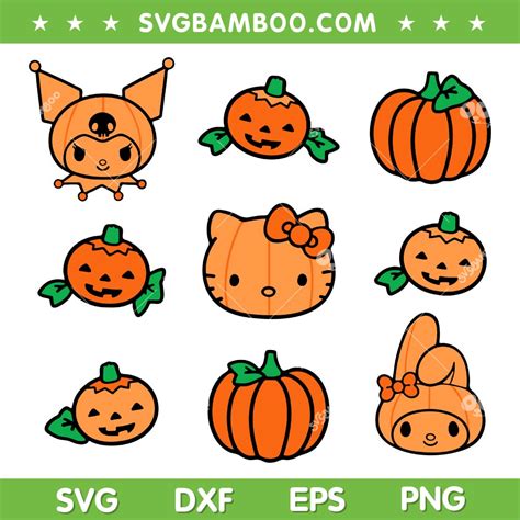 Hello Kitty My Melody Kuromi Pumpkins SVG