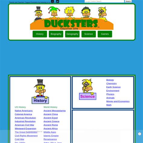 🗄️ Ducksters.com - Ducksters: Education Site for History and More