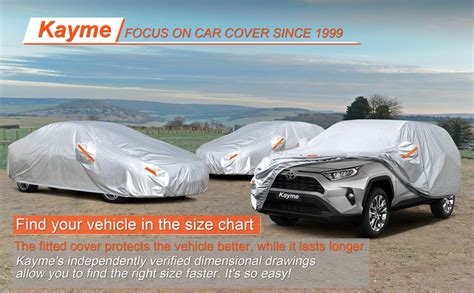 kayme Car Cover Waterproof All Weather with Lock and Zipper, Outdoor Sun Uv Rain Protection, Fit ...