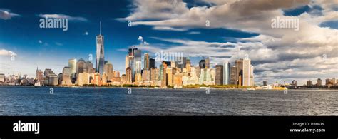 The New York City skyline at afternoon w the Freedom tower Stock Photo ...