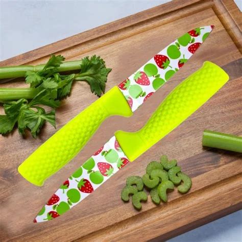 Stainless Steel Printed Fruit Knife Set With Safety Cover, Set Contains ...