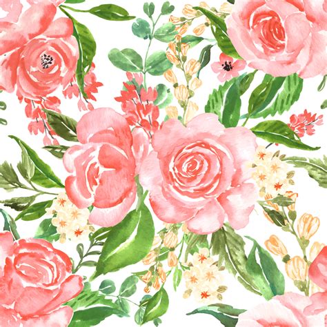 Seamless Pattern Beautiful Rose Pink Watercolor Flower Background ...