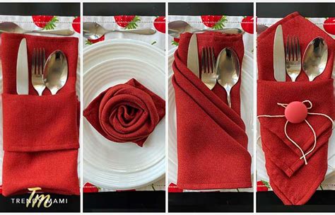 4 ways to Fold Napkins for a Table Setting - Trendy Mami