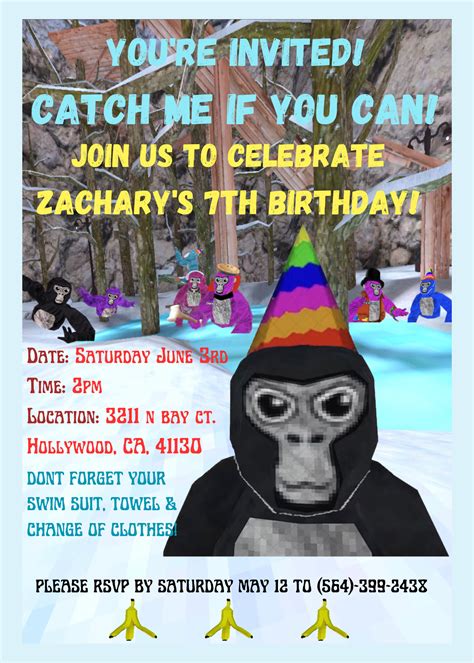 Gorilla Tag Birthday Invitation - Etsy