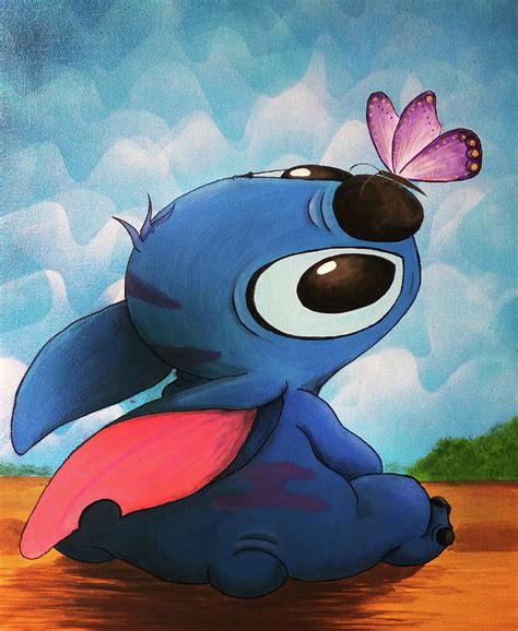 Stitch Butterfly Disney Painting by Lee Cloud - Pixels