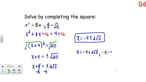 Solving Quadratic Equations by Completing the Square - YouTube