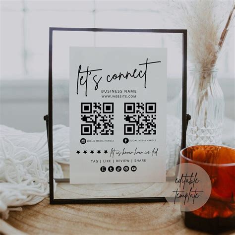Editable Social Media Sign Template, Lets Connect Sign Canva Template, Store Front Sign, Vendor ...