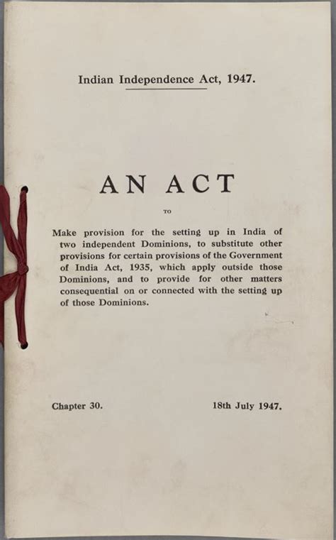 1947 Indian Independence Act - UK Parliament