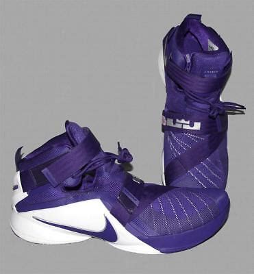 NIKE Lebron James Purple ZOOM Soldier 1X TB Dbl Strap Basketball Shoes ...