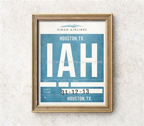 Houston Airport Code Print, Houston Art, Houston Print, Houston Poster ...