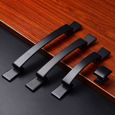 Simple Black Alloy Kitchen Cabinet Drawer Door Handle Wardrobe Closet ...