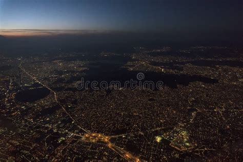 Mexico City Aerial Night View Panorama of Heavy Traffic Stock Photo ...