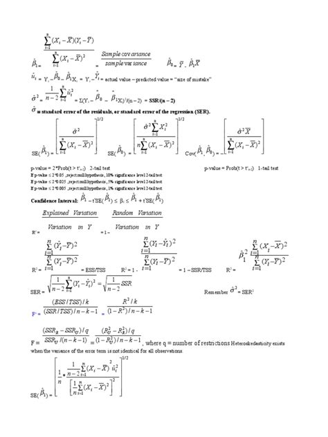 Econometrics Formulas | Estimator | Ordinary Least Squares