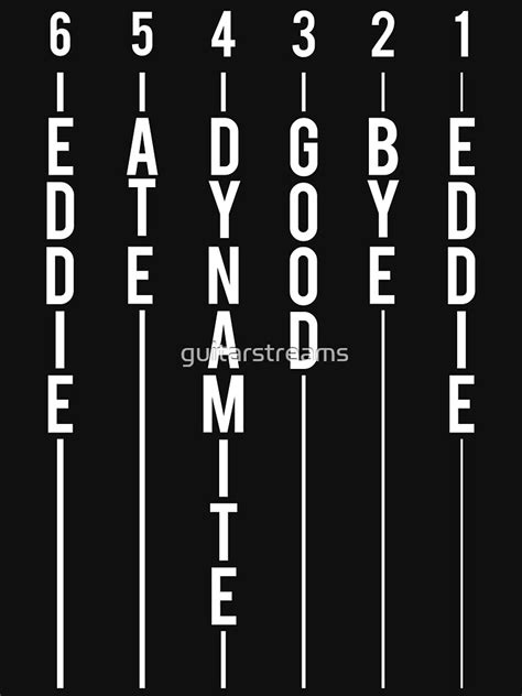 "Guitar Tuning Design Eddie Ate Dynamite Good Bye Eddie - White Graphic ...