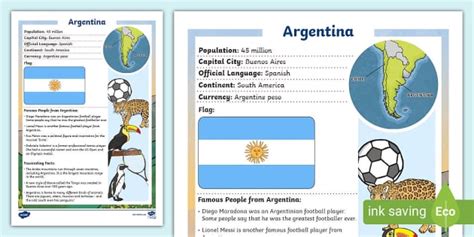 KS1 Argentina Fact File (teacher made) - Twinkl