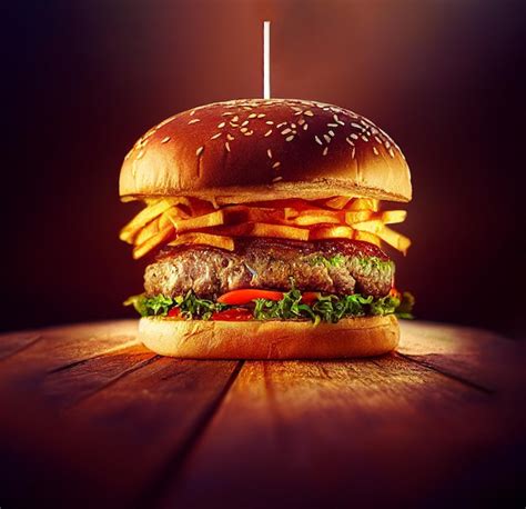 Premium Photo | Double cheese burger with melted cheddar cheese, beef ...