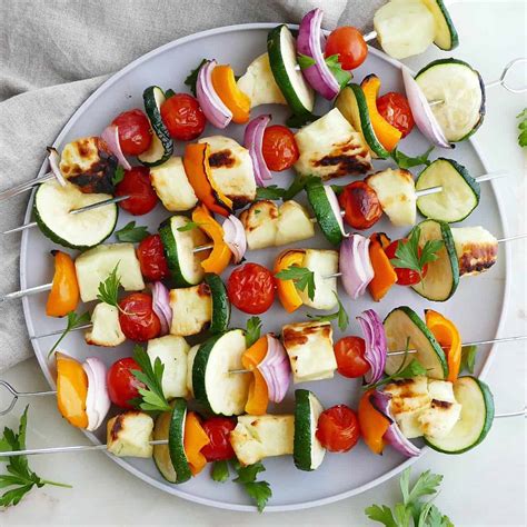 Grilled Vegetable Skewers with Halloumi - It's a Veg World After All®