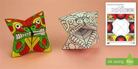 Simple 3D Chinese New Year Dragon Fortune Puppet Paper Craft