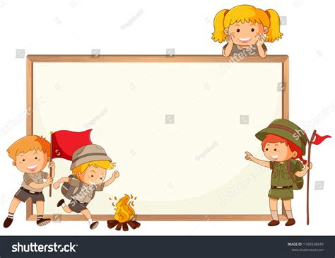 Boy Girl Scout Whiteboard Frame Illustration: เวกเตอร์สต็อก (ปลอดค่า ...