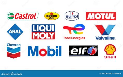 Logos Set of Popular Oil Companies, Such As: Castrol, Motul, Shell ...