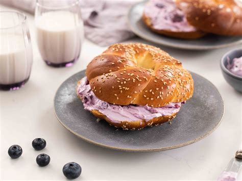 Blueberry spread bagel