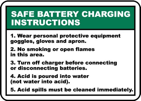 Battery Charging Instructions Sign - Get 10% Off Now