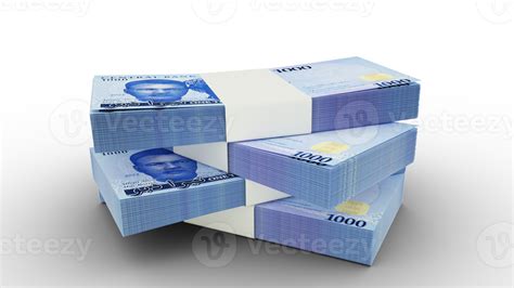 3d rendering of Stack of 1000 Nigeria Naira notes. Few bundles of naira ...