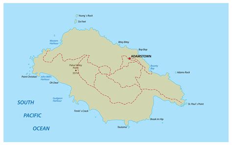 Map of Pitcairn, Henderson, Ducie, and Oeno Islands - Thong Thai Real