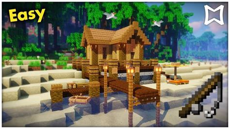 Minecraft Beach House Fishing Hut Survival Tutorial!