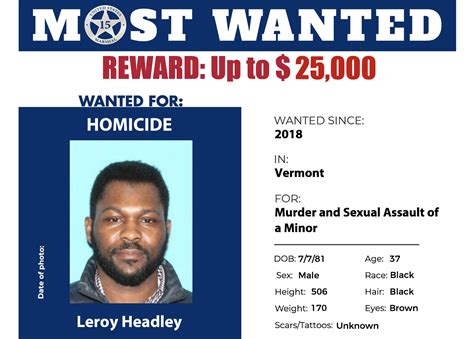 Leroy Headley placed on U.S. Marshals’ 15 most wanted list ﻿ - VTDigger