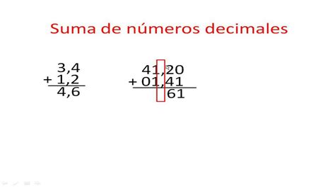 como sumar numeros decimales (paso a paso) - YouTube