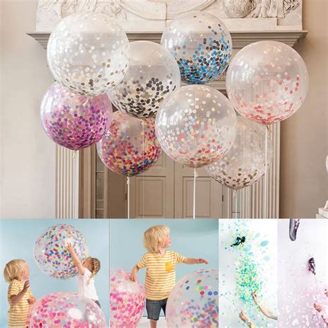 1/5pcs Latex Confetti Balloons 36inch Rainbow Confetti Wedding Birthday Party Transparent ...