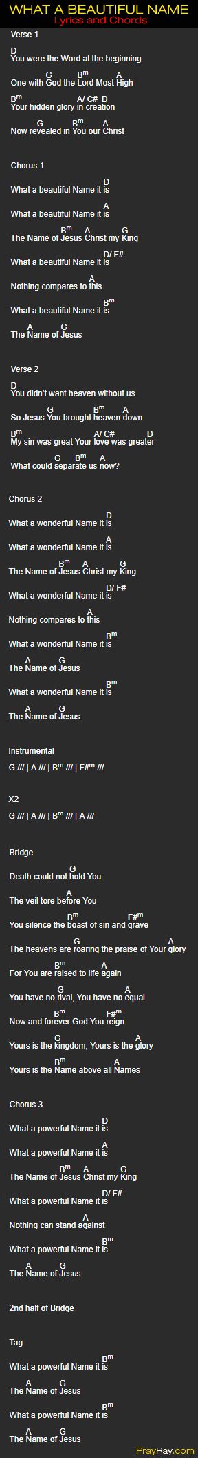 Hillsong Worship Song What a Beautiful Name Lyrics, Chords