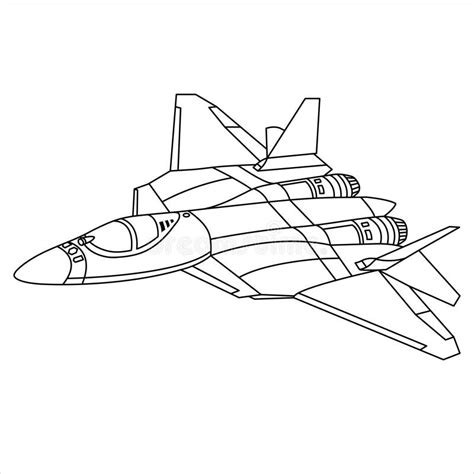 Sukhoi Su-57 Jet Fighter - Russian Stealth Aircraft Outline Design Stock Vector - Illustration ...