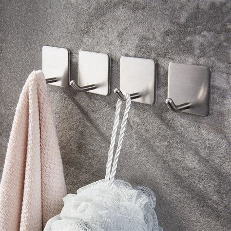 Zunto 4pcs/set Stainless Steel Wall Hooks For Bathroom Hanger Coat Kitchen Clothes Towel Hook ...