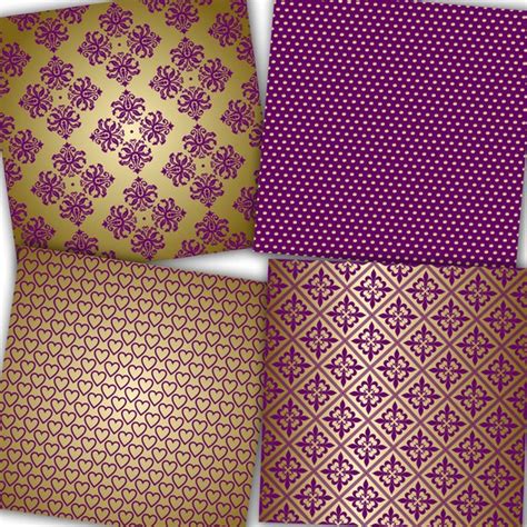 Purple and Gold Digital Paper: "Purple and Gold Patterns " for invitations, scrapbooking ...