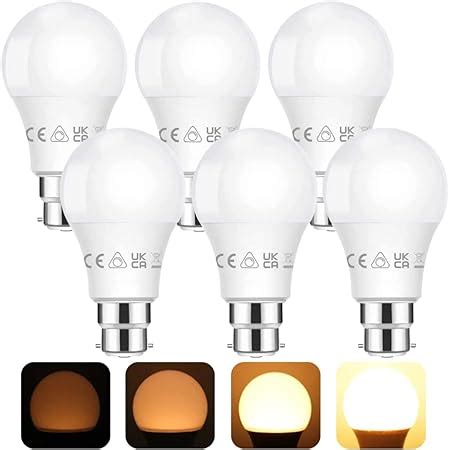 Dimmable LED Bayonet Light Bulbs B22, Warm White 2700K, 60W Equivalent ...