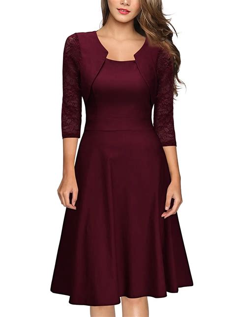 New Women Sexy Cup Neck Swing A line Dresses Elegant Long Sleeve Midi ...