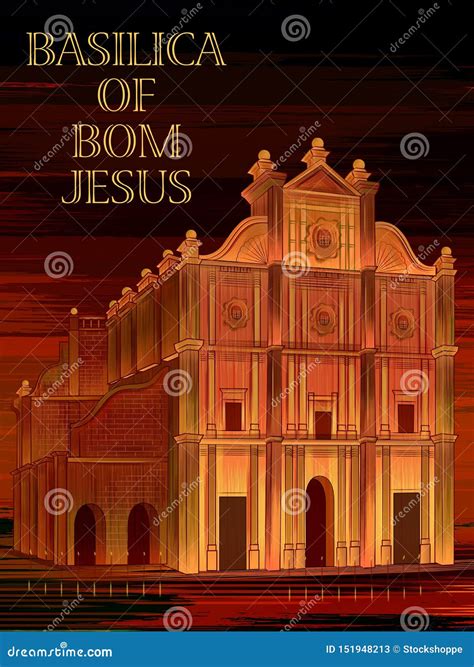 Historical Monument Basilica of Bom Jesus in Goa, India Stock Vector ...