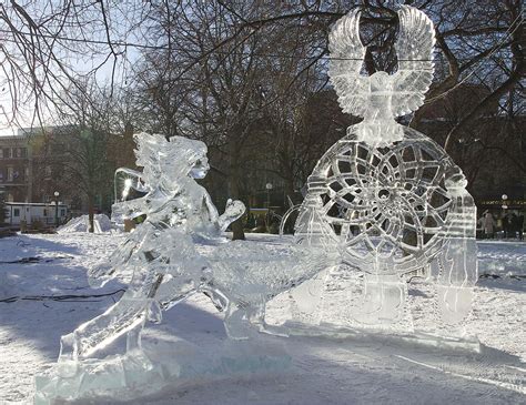 Winter Carnival Ice Carving in Rice Park, "Chasing the Dream." | Ice sculptures, Snow sculptures ...