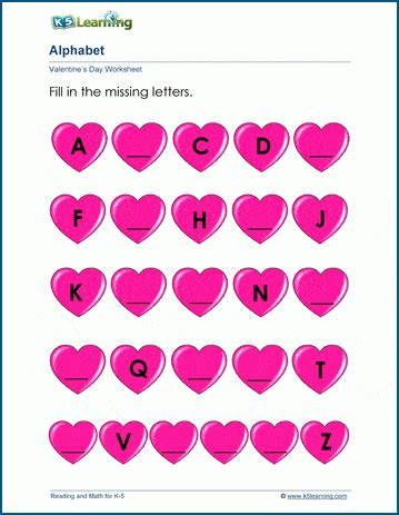 Valentines Day Worksheets | K5 Learning - Worksheets Library