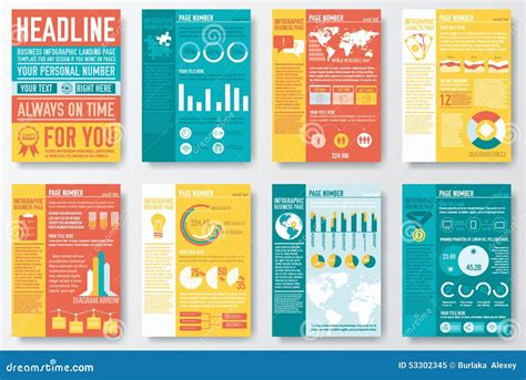 Set of Flyer and Brochure of Flat Infographics and Stock Vector - Illustration of document ...