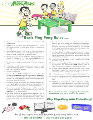 Basic Ping Pong Rules - Fill and Sign Printable Template Online