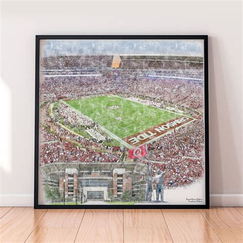 Bryant-Denny Stadium Print, University of Alabama Crimson Tide... | Football wall art, Alabama ...