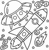 Colorear Ovni Y Nave Espacial En El Espacio 10993592 Vector Vecteezy sketch template