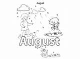 August Month Coloring Page sketch template
