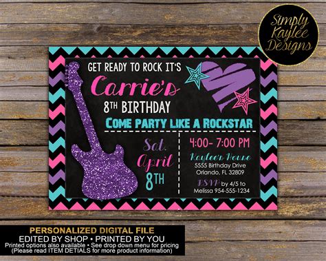 Rockstar Birthday Invitation | Etsy