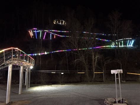 Smoky Mountain Alpine Coaster at night! Longest one in the USA! Pigeon ...