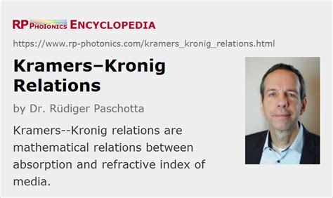 Kramers--Kronig relations – dispersion relations, nonlinear refractive index