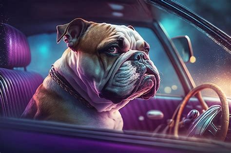 Premium Photo | Dog driving car on colorful background